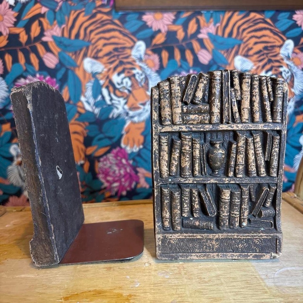 Bookends Syroco Wood 50's USA Library Bookshelf Bookcase